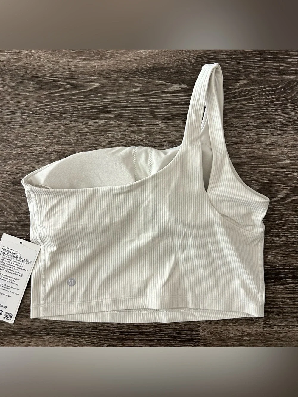 Lululemon Ribbed Nulu Asymmetrical Yoga Tank Top Bone Womens 10 One Shoulder NWT